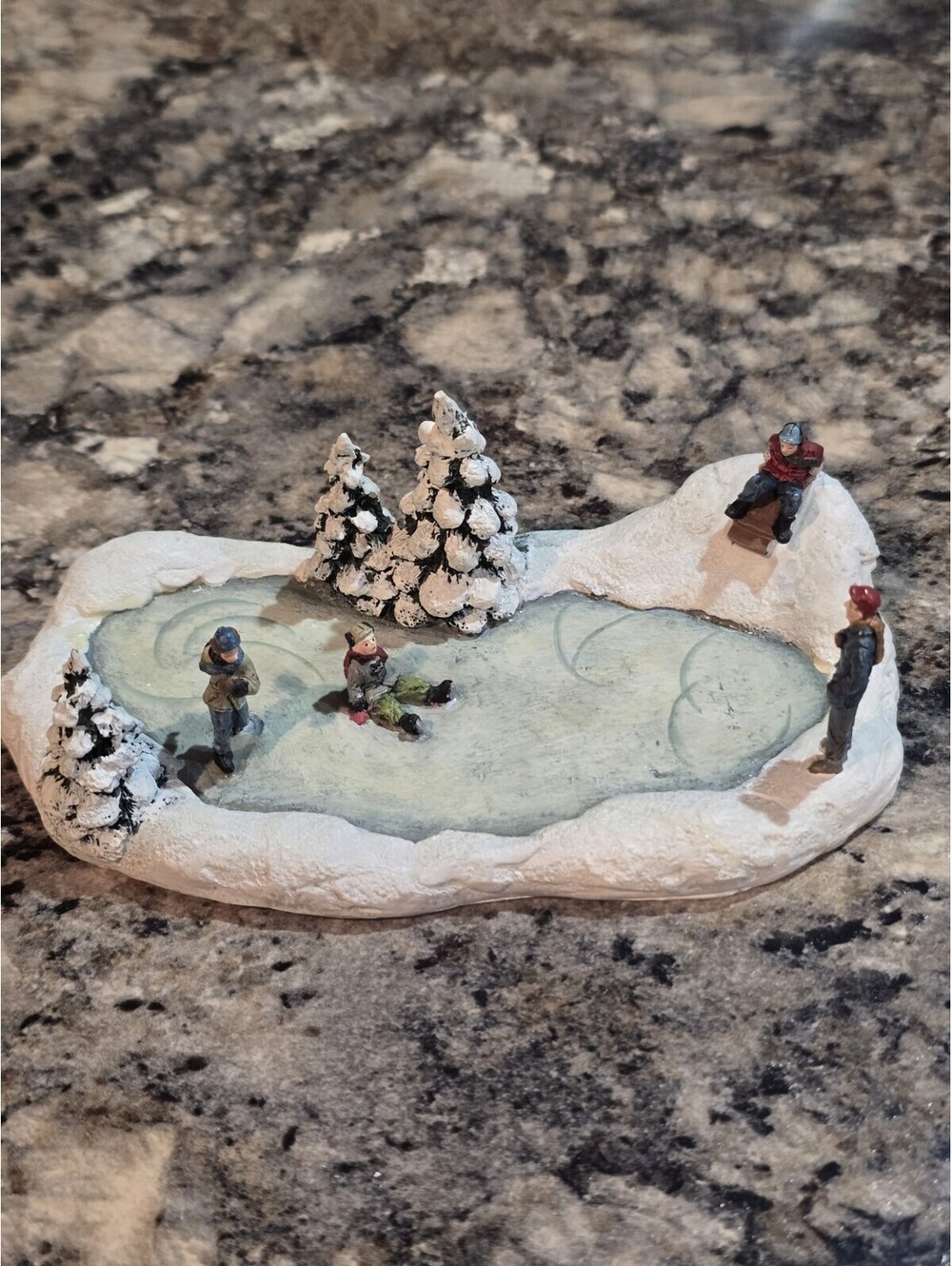 Norman Rockwell Christmas Village Skating Pond Hawthorne Collectables